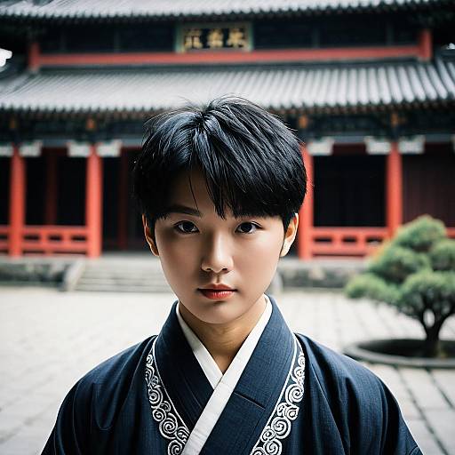 Young Man in Traditional Asian Attire