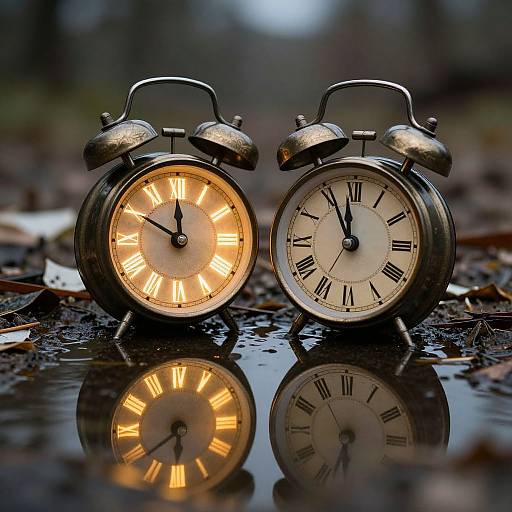 Vintage Alarm Clocks with Glowing Faces