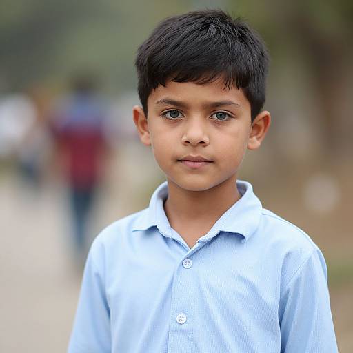 Realistic Portrait of Young Boy Outdoors