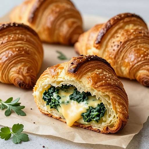 Rustic Spinach Cheese Croissants Display