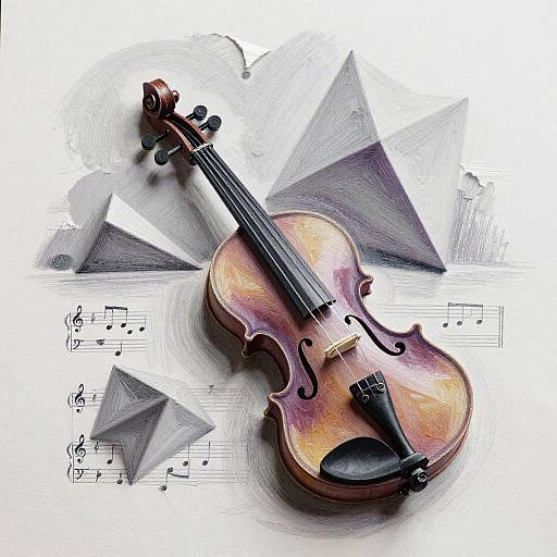 Melancholic Violin Quilling Illustration