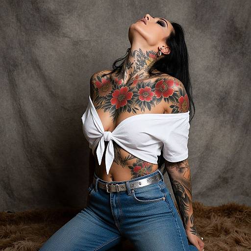 Dramatic Portrait of Tattooed Woman