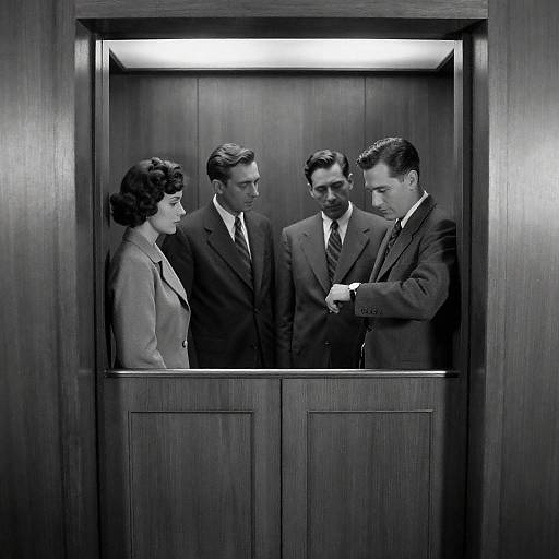 Vintage Elevator: A Classic Black-and-White Scene