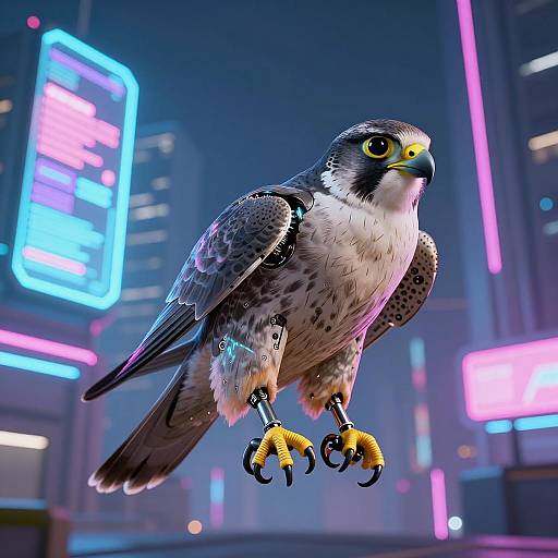 Bionic Falcon in Neon Cyber City
