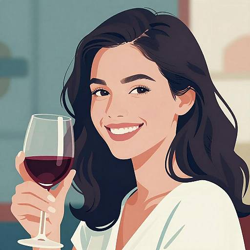 Stylized Portrait of a Cheerful Woman