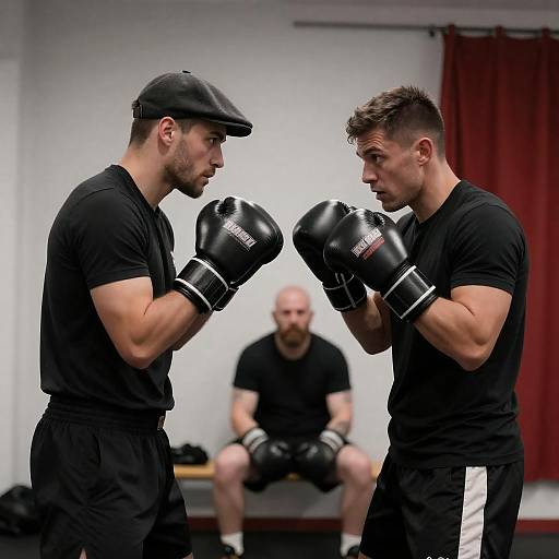 Intense Boxing Match in the Gym