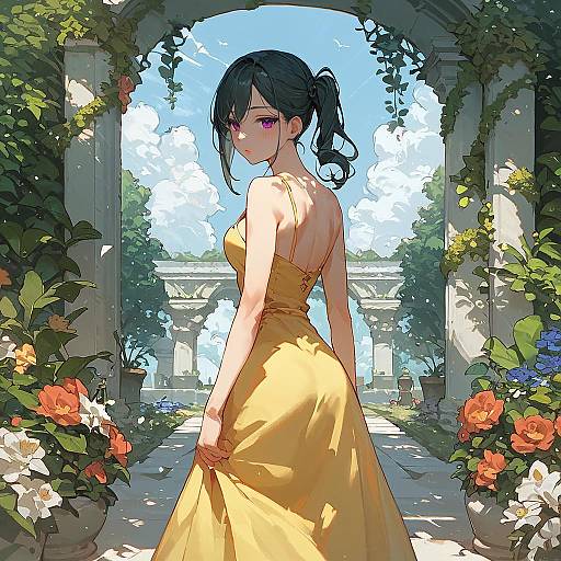 Anime Girl in Sunny Garden