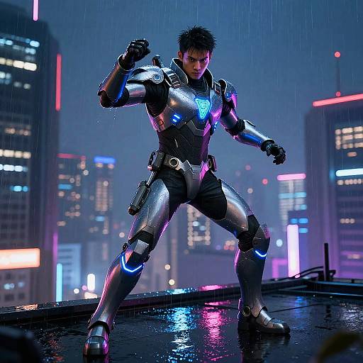 Futuristic Cyber-Warrior Gord on Rooftop