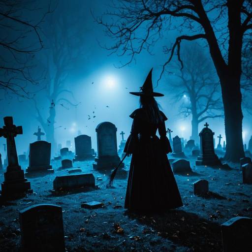 Eerie Graveyard with Glowing Wisps