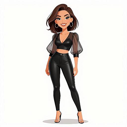 Smiling Woman in Edgy Fashion