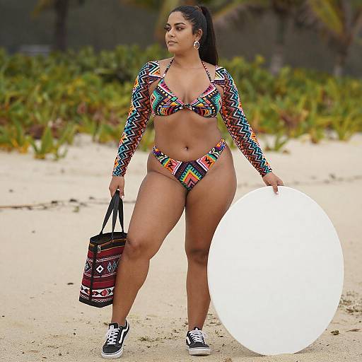 Curvy Woman in Geometric Bikini