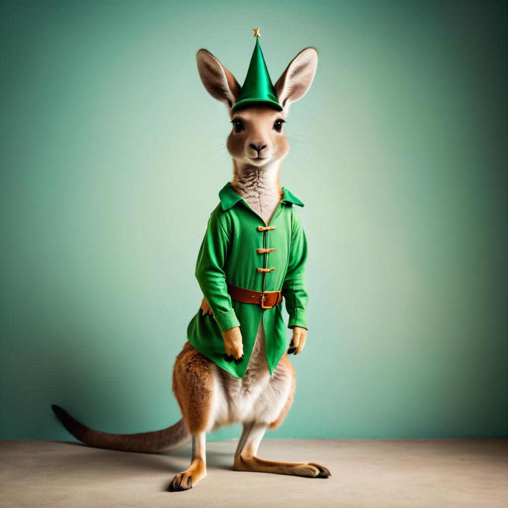 Whimsical Kangaroo as Peter Pan