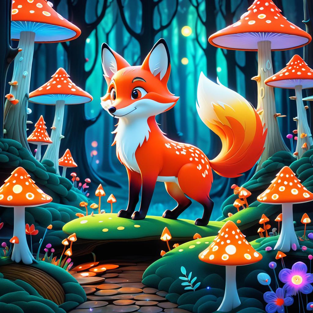 Playful Fox in a Whimsical Forest