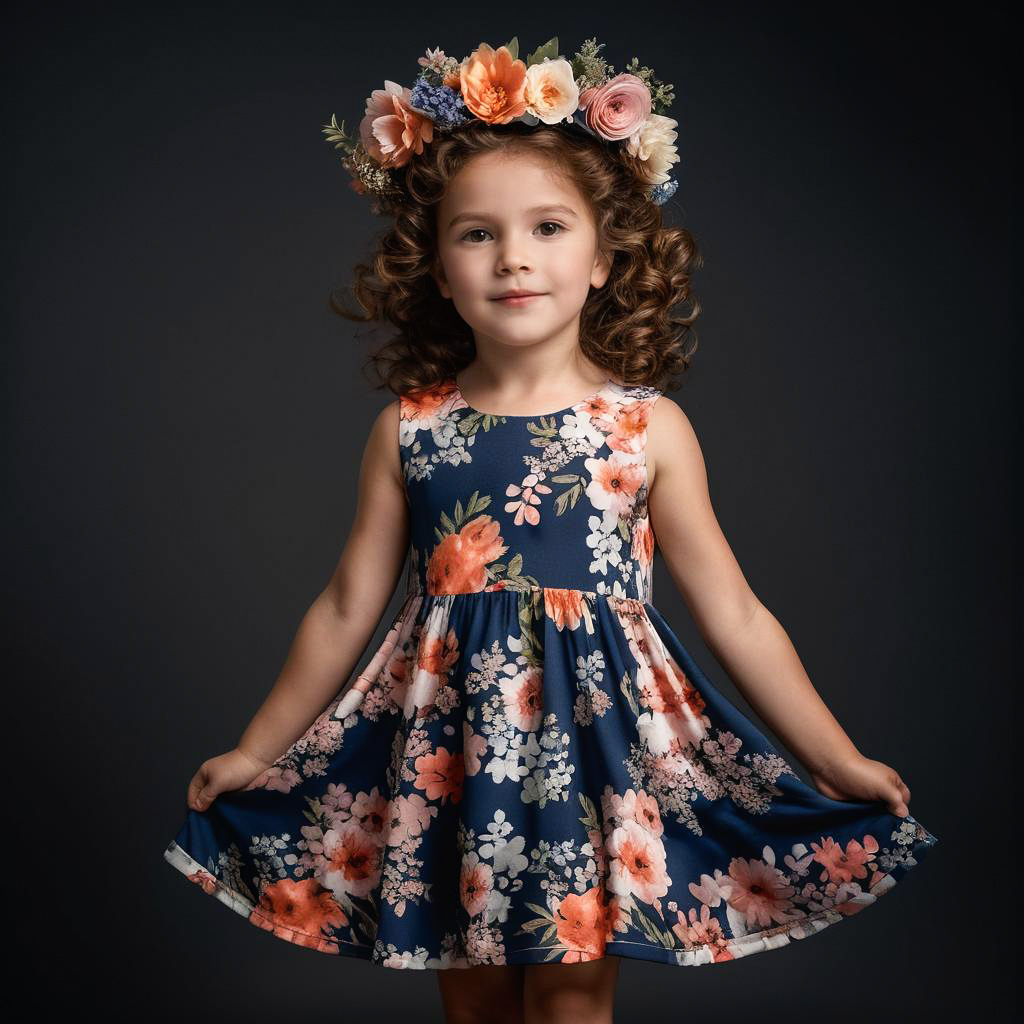 Delighted Girl in Floral Crown