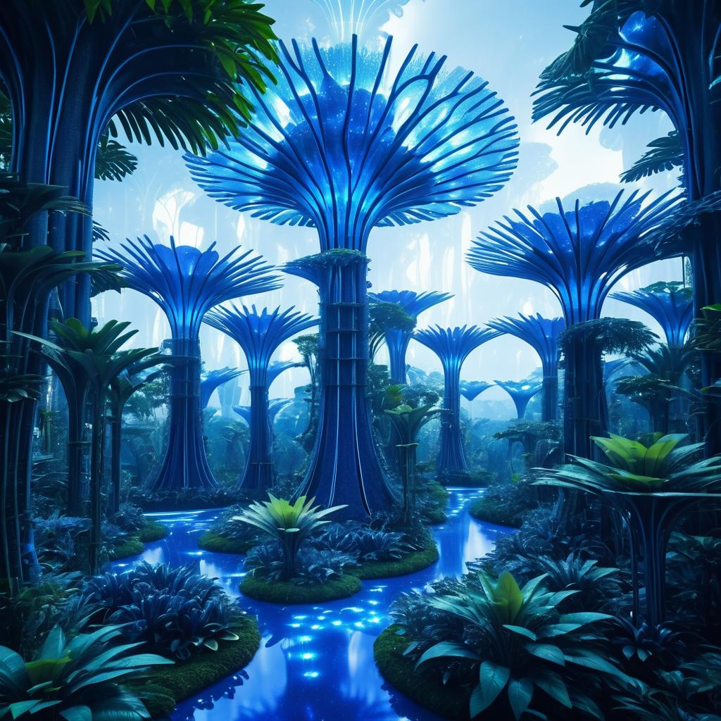 Futuristic Eden: Biomechanical Jungle Landscape