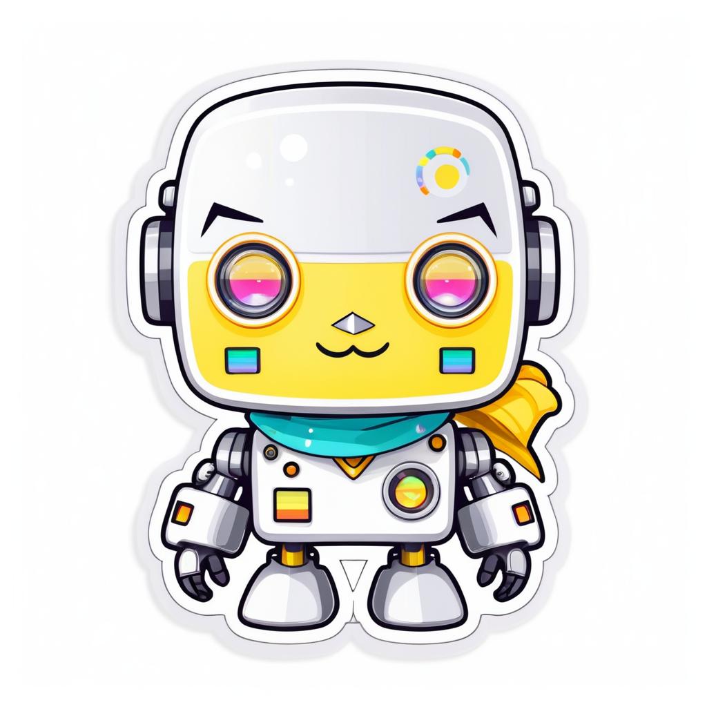 Kawaii Robot Die-Cut Sticker Design