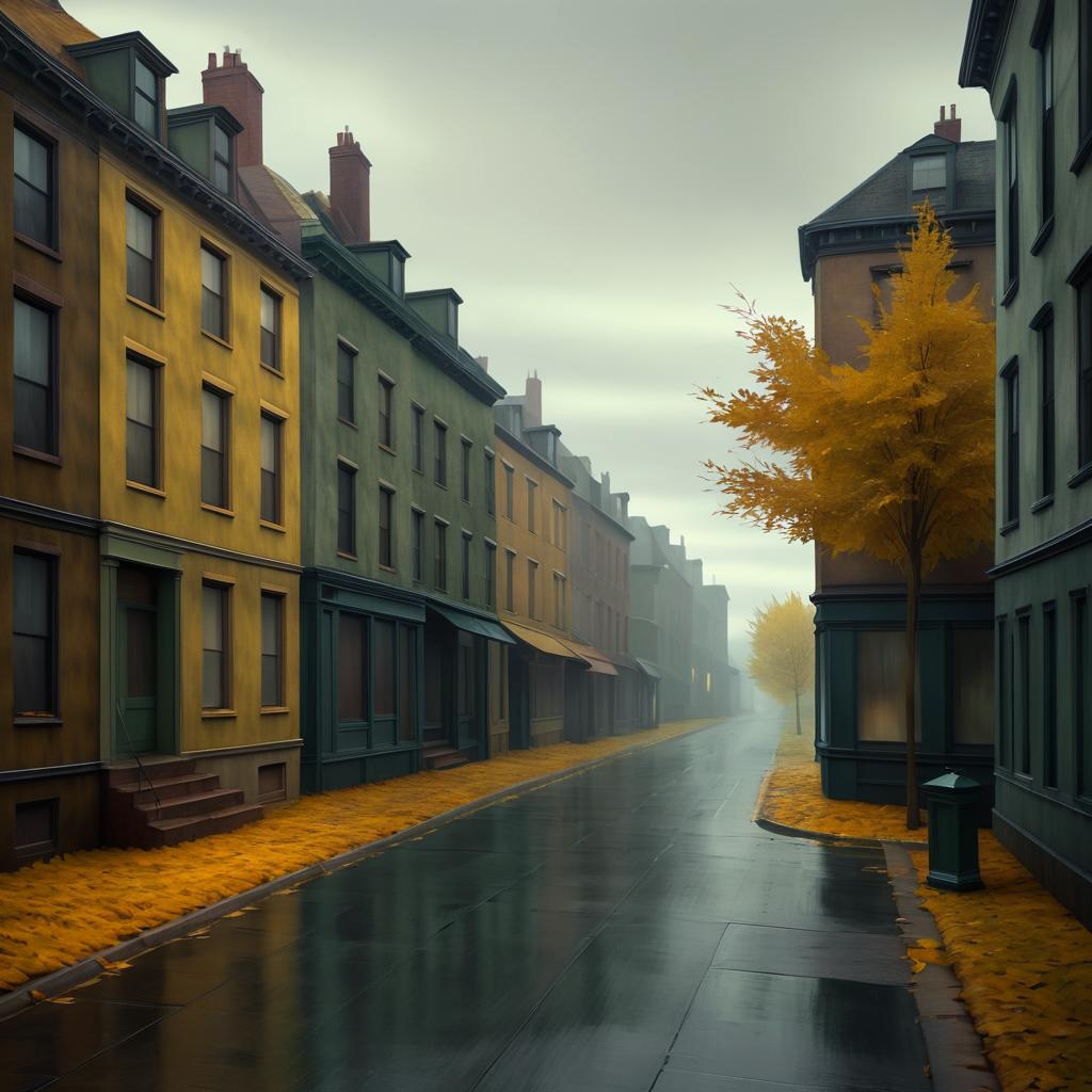 Haunting Autumn Street Digital Wallpaper