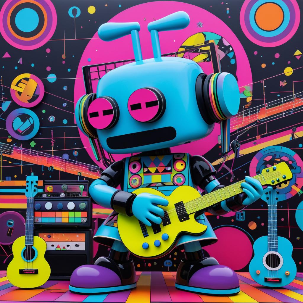 Whimsical Robot Guitarist at Festival