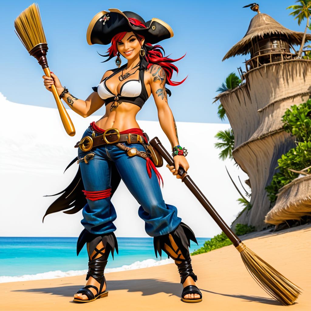 Caucasian Pirate Woman in Joe Madureira Style