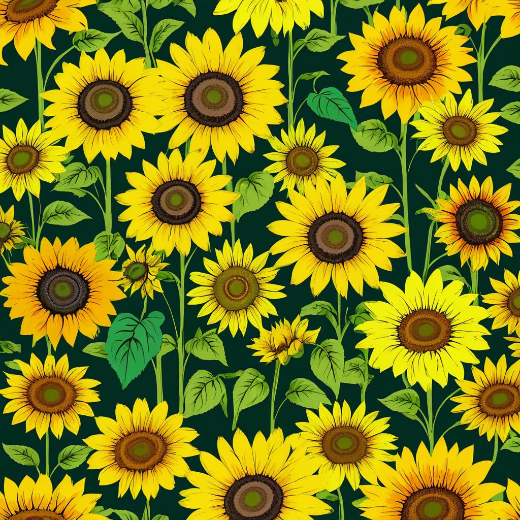 Vintage Fabric Design with Sunflowers and Rabbit