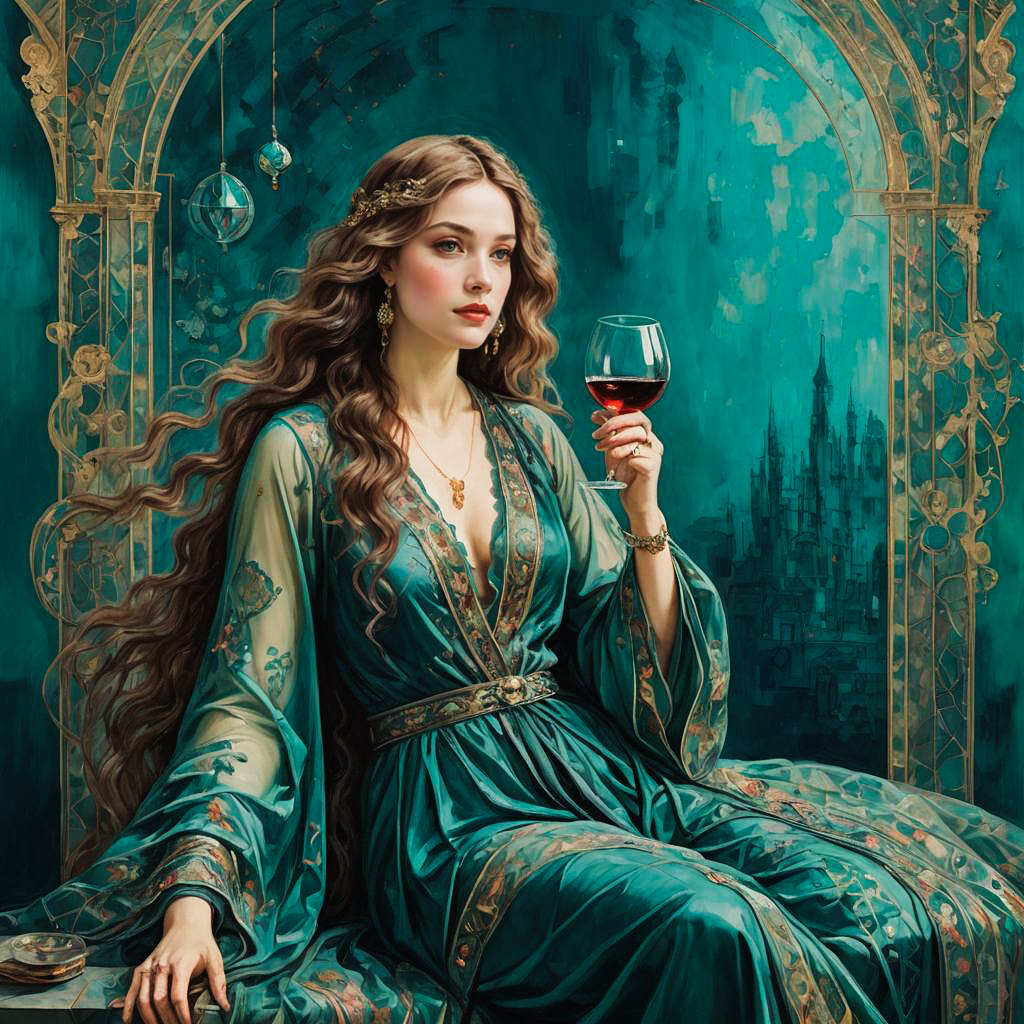 Symbolist Elegance: Wine and Serenity