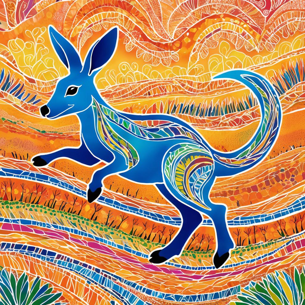 Joyful Kangaroo in Vibrant Outback Scene