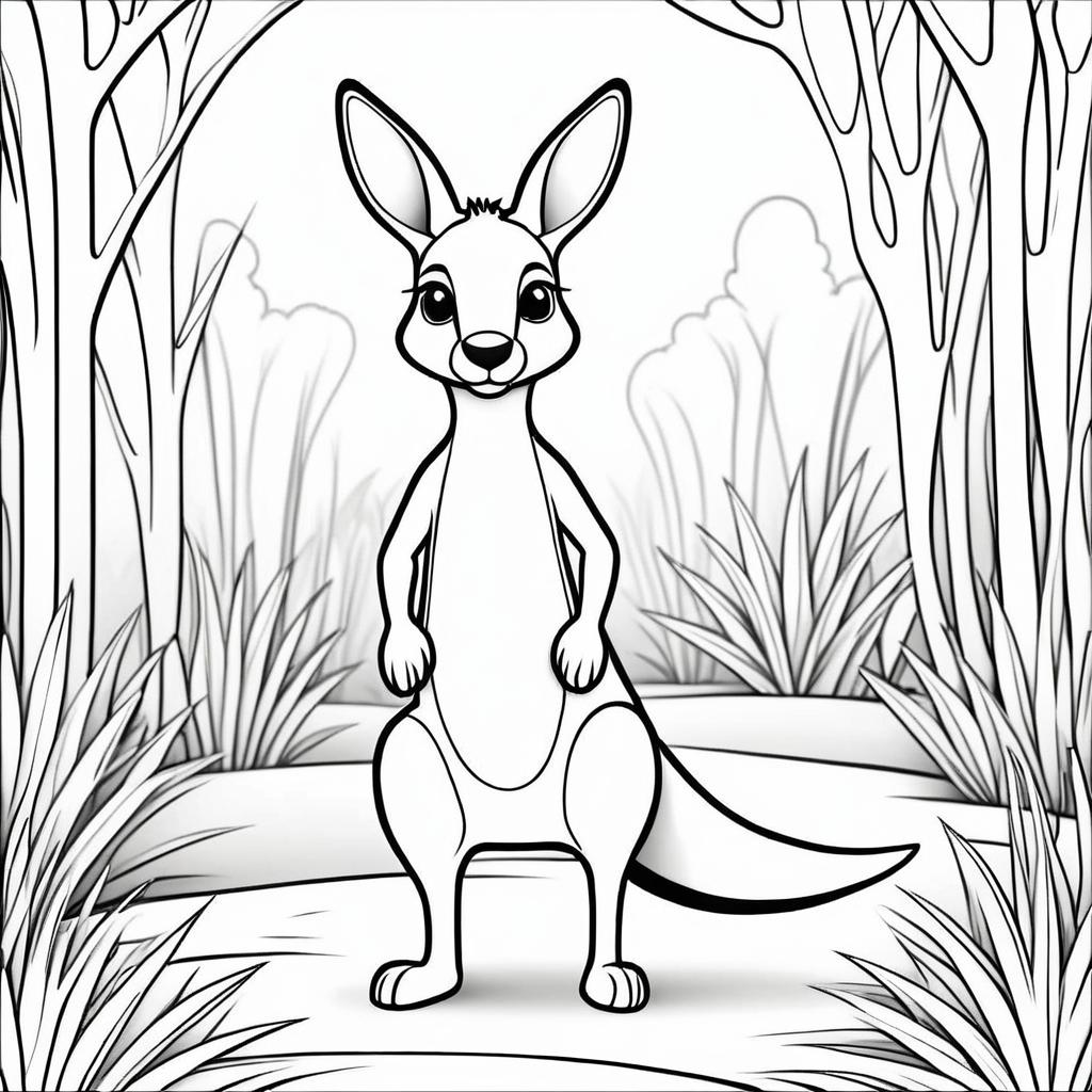 Adorable Kangaroo Coloring Page for Kids