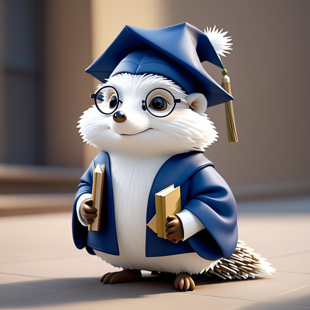 Wise Hedgehog in Academic Attire