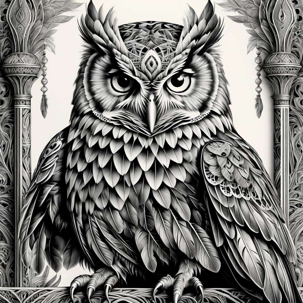 Intricate Owl Drawing Inspired by Dürer