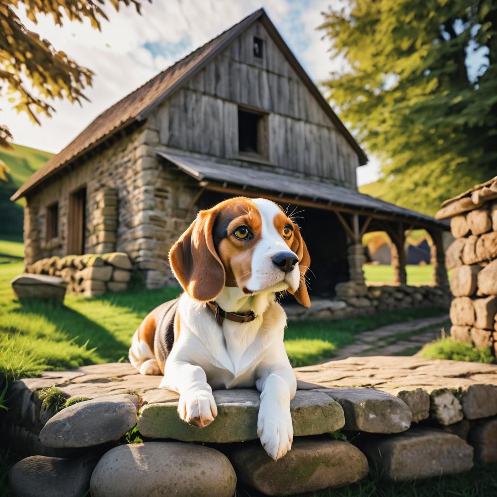 Cinematic Beagle Portrait by Old Barn