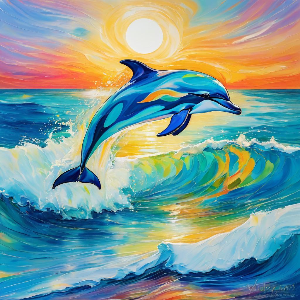 Vivid Dolphin Leaping at Dawn