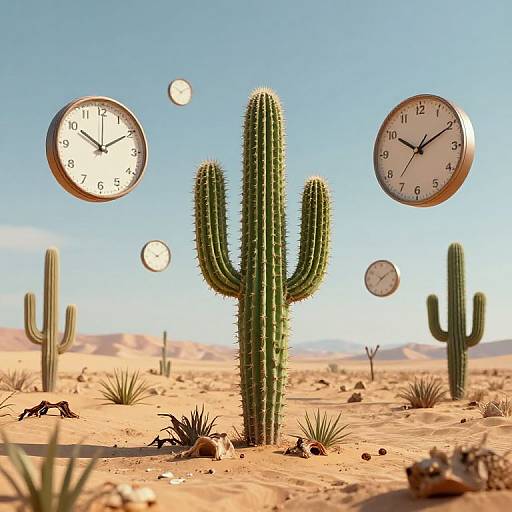 Surreal 3D Humanoid Cactus Dreamscape