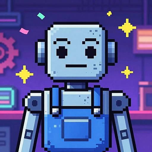 Pixel Art Robot Mechanic Bust