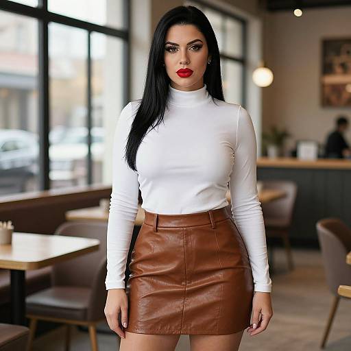 Confident Woman in Modern Café