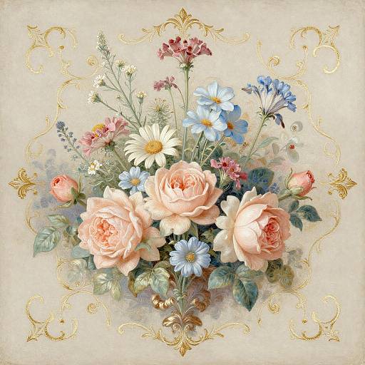 Rococo Floral Arrangement in Pastels