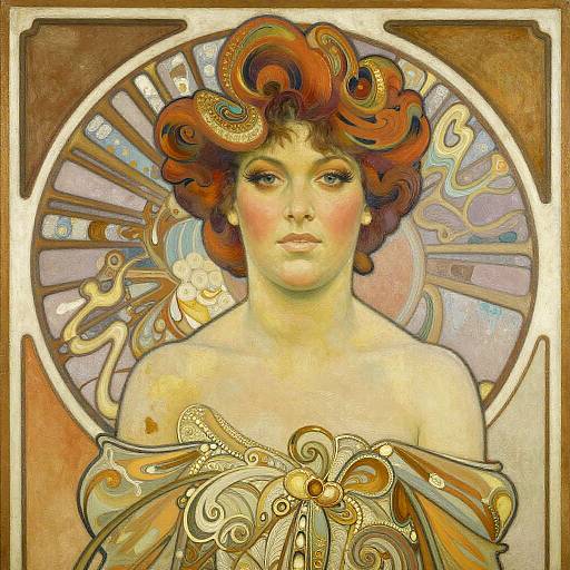 Billie Holiday in Mucha Style Portrait