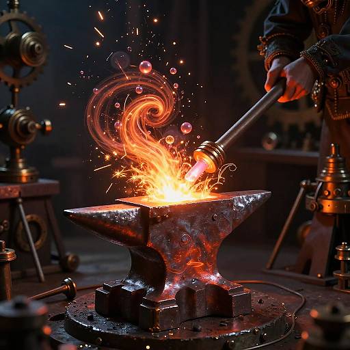 Magical Anvil Forge with Arcane Energy