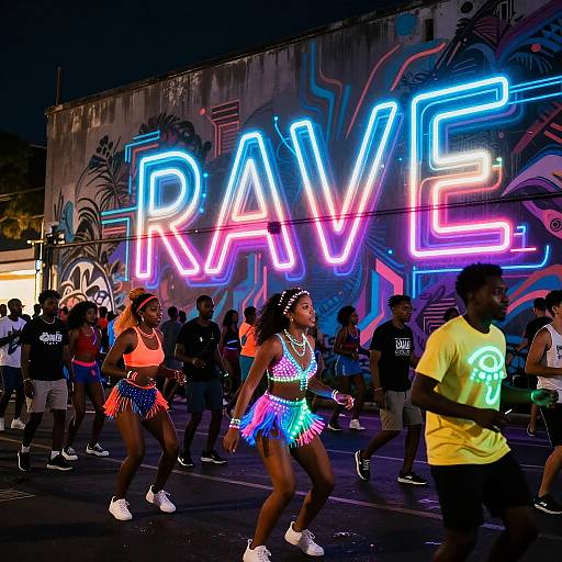 Futuristic Neon Rave Street Art
