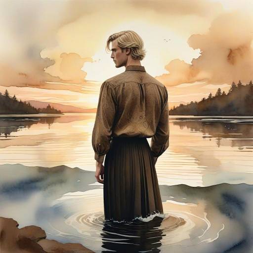 Man in Water at Sunset
