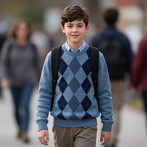 Realistic Tween Boy in Sweater Outdoors