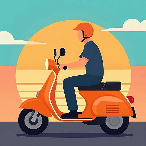 Retro Orange Scooter Sunset Ride