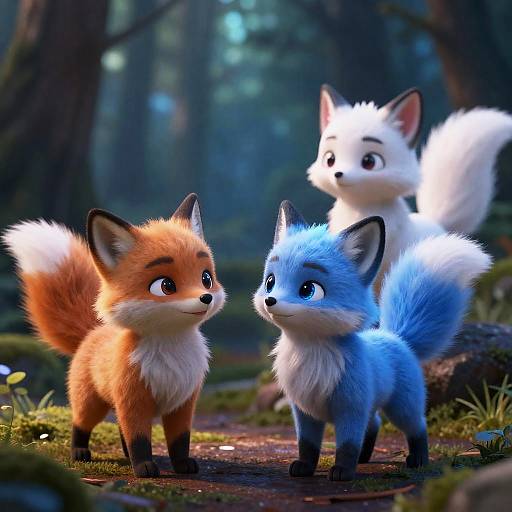 Charming Fox Creatures in Enchanted Forest