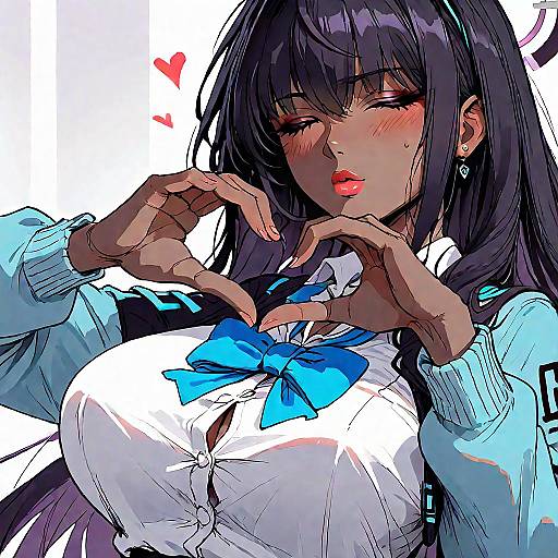 Charming Dark-Skinned Anime Girl Portrait