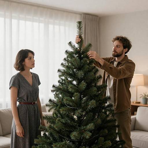 Festive Living Room Couple Decor Scene