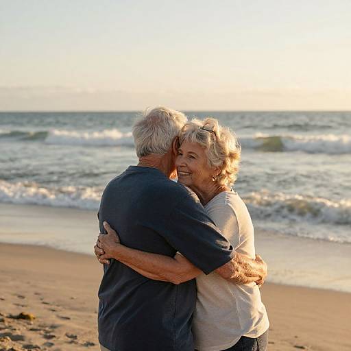 Senior Couple Embracing on Beach