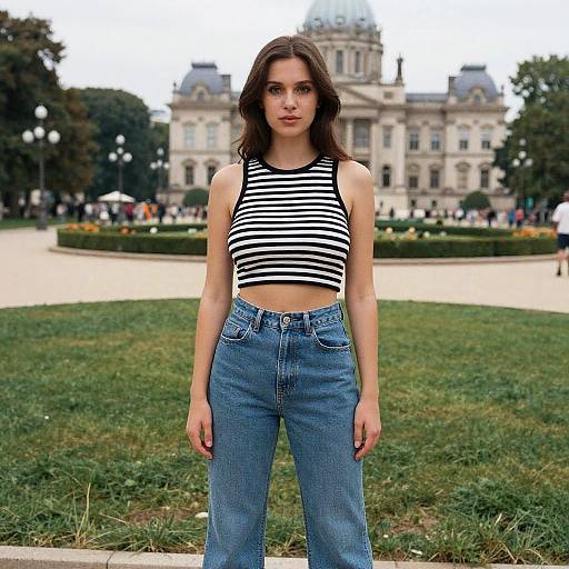 Stylish Woman in Vintage Park Scene