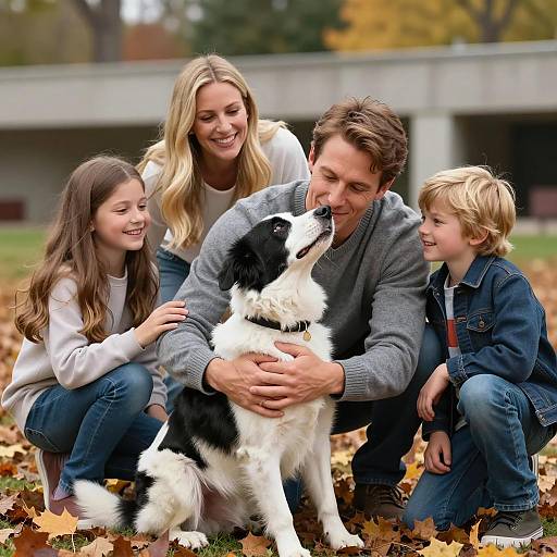 Joyful Family Portrait with Dog