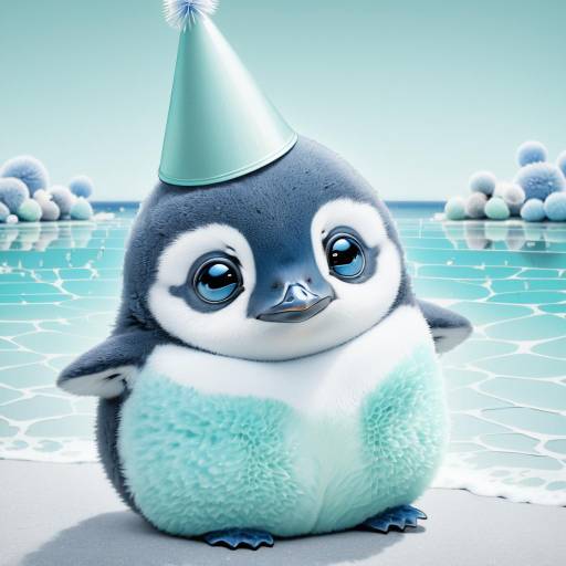 Curious Little Blue Penguin in Party Hat Curious Little Blue Penguin in Party Hat