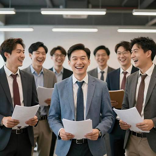 Business Men Smiling in Modern Office
