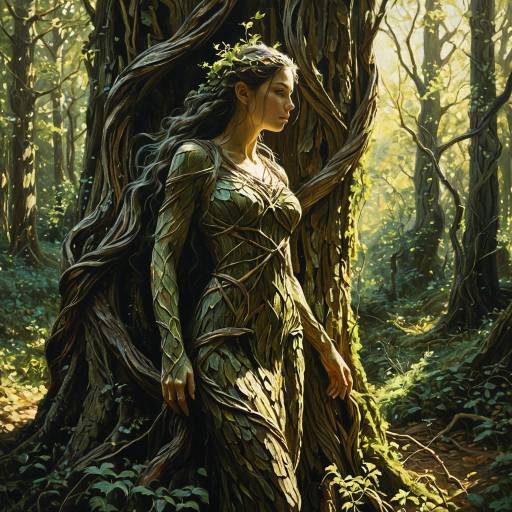 Enchanting Dryad in Ancient Woods Enchanting Dryad in Ancient Woods